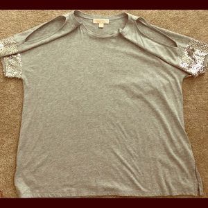 Michael Kors cold shoulder tee shirt , sequins